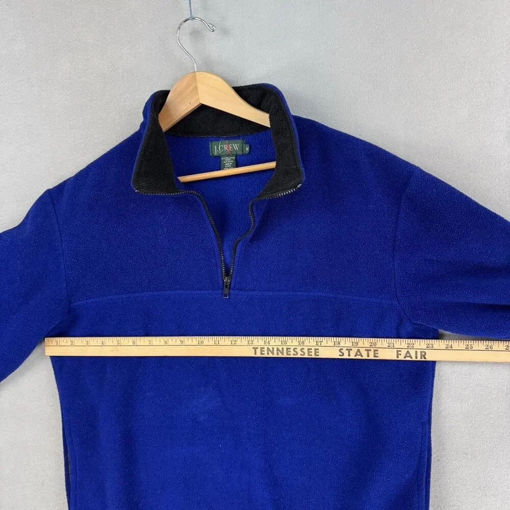 Vintage J Crew Jacket Mens Medium Blue Fleece 1/4 Zip Pullover USA Oarsman